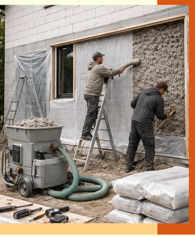 Утепление дома из газобетона эковатой в Лыткарине от 4609 руб./м2 | ТепломастерЛтк
