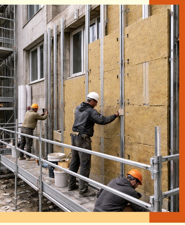 Утепление вентилируемого фасада в Лыткарине от 5736 руб/м2 — монтаж и утепление вентфасад | ТепломастерЛтк